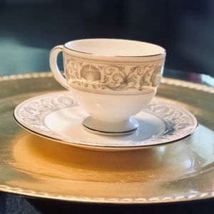 Wedgwood Teacup and Saucer White Dolphins